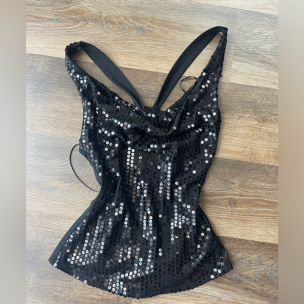 Vintage Guess Black Sequin Y2K Tank Top